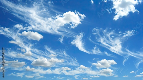 airy cloud patterns against a sunny blue sky