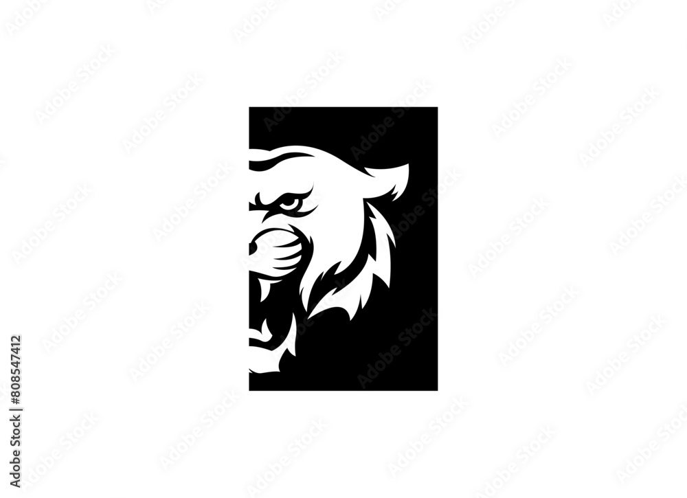 Εκτύπωση καμβά A bengal tiger face head with fangs and kung fu chinese lettering for Kungfu Clu