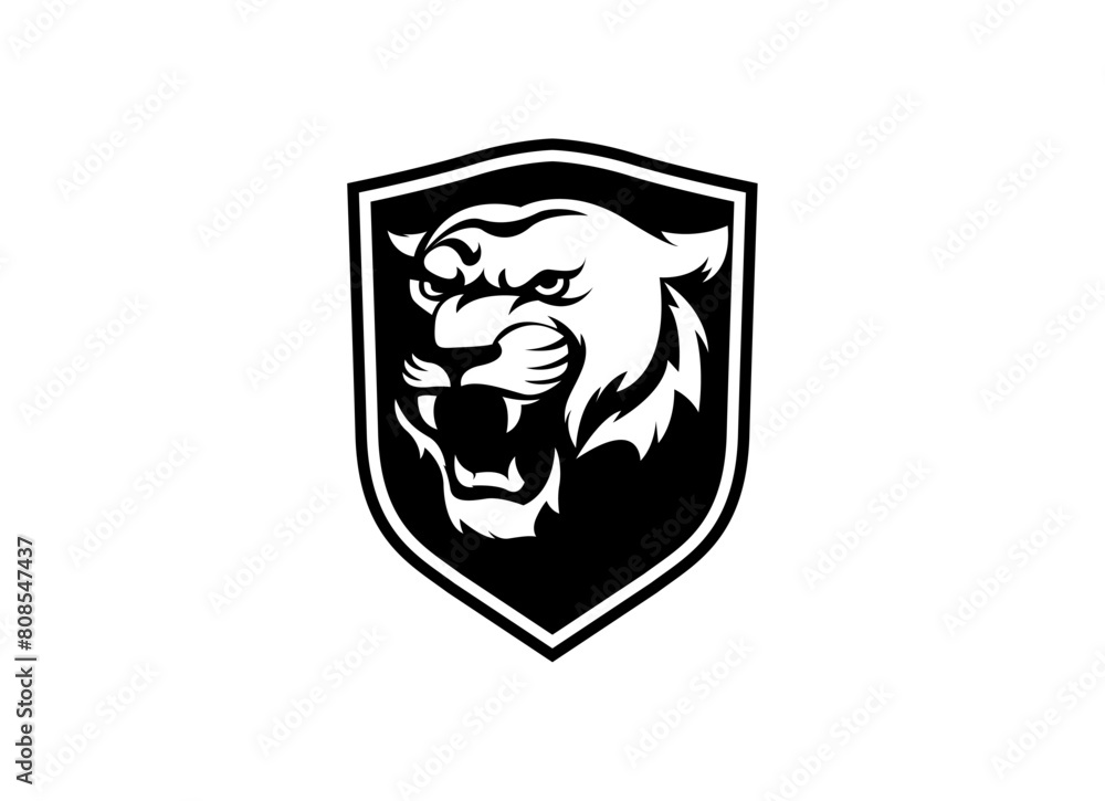 Εκτύπωση καμβά A bengal tiger face head with fangs and kung fu chinese lettering for Kungfu Clu