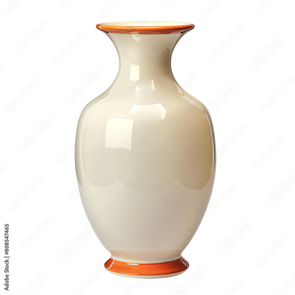 The image shows a ceramic vase with a glossy orange rim. The vase has a simple, elegant design and would be perfect for displaying flowers or other decorative items.