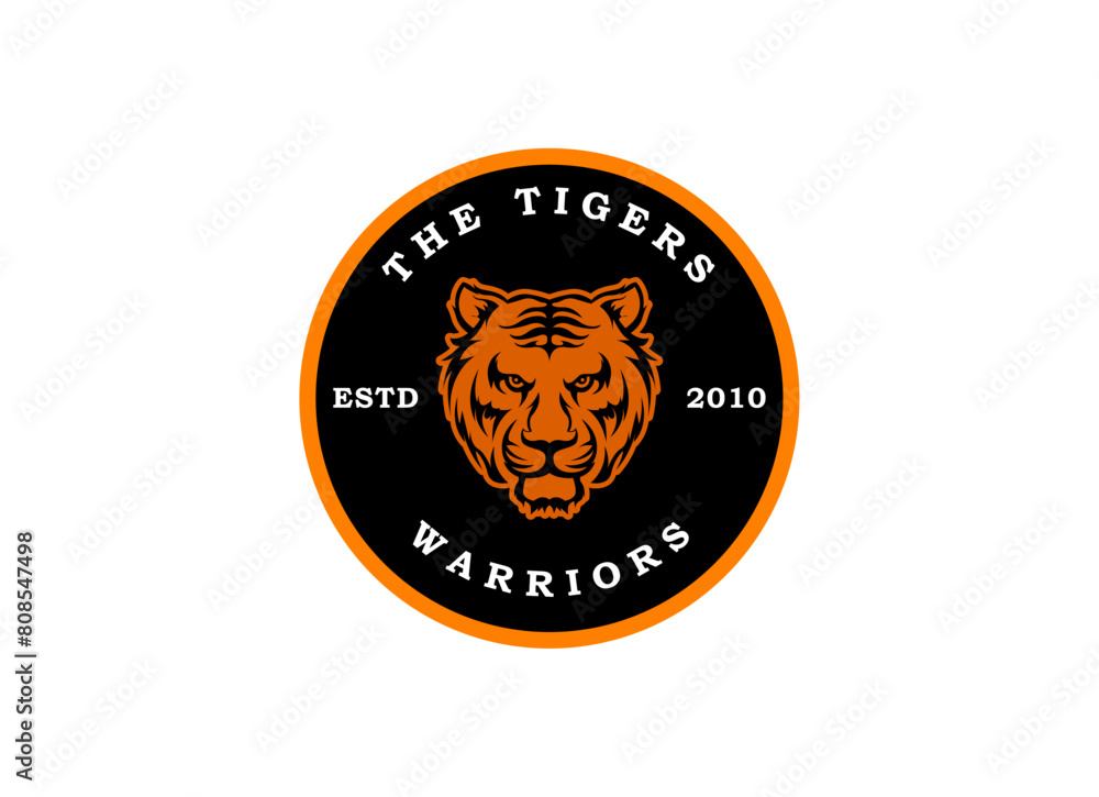 Φωτογραφία A bengal tiger face head with fangs and kung fu chinese lettering for Kungfu Clu