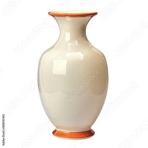 The image shows a ceramic vase with a glossy orange rim. The vase has a simple, elegant design and would be perfect for displaying flowers or other decorative items.