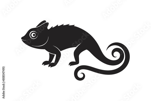 Chameleon silhouette animal logo design