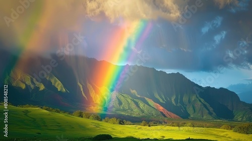 West Breathtaking Sunset  A Spectacular Rainbow Rises Over the Majestic Mountains