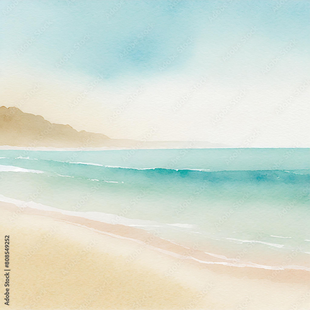 Beach pastel watercolor background Beach pastel watercolor background