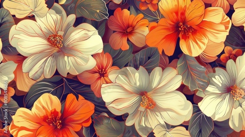 the pattern background of flowers, art nouveau style