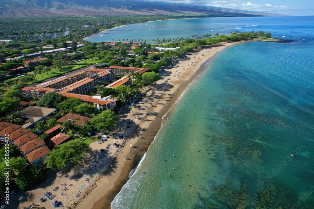 Fototapeta premium Stunning Aerial View of Beautiful Blue Coastline at Sand Beach III
