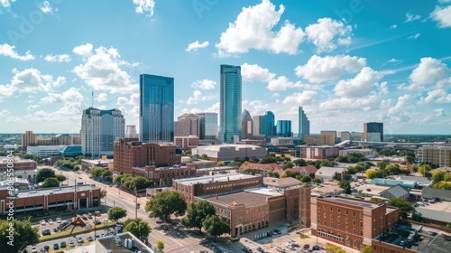 Panoramic View of Downtown Fort Worth Skyline and City Landscape - Aerial Travel Photography