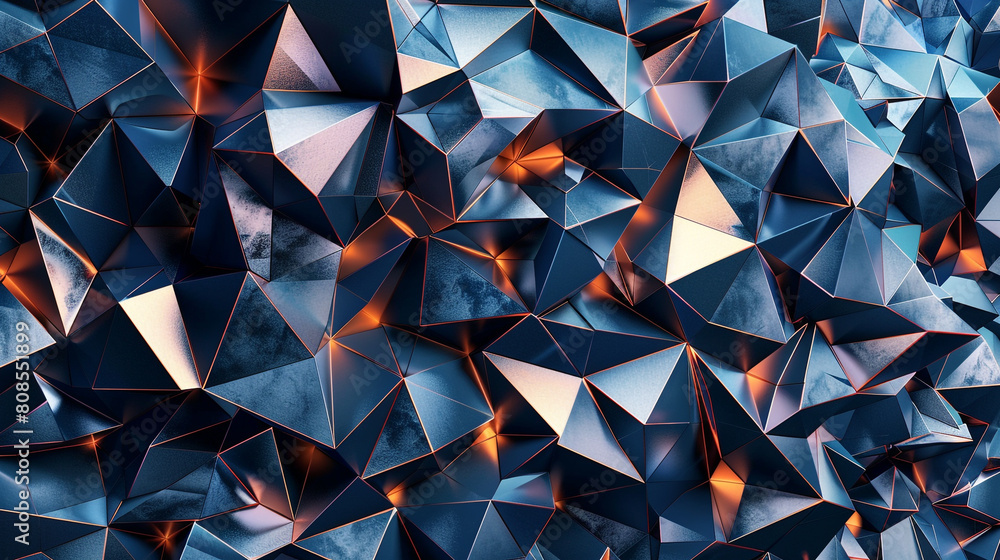 Geometric Art with Indigo and Copper Polygons Geometric Art with Indigo and Copper Polygons