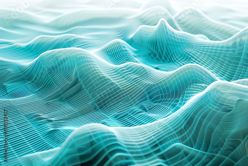 Tranquil patterns in soothing teal fractal waves, ideal for meditative backgrounds. photo