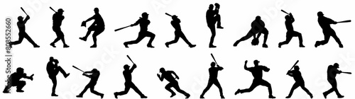 Baseball player silhouette collection. 