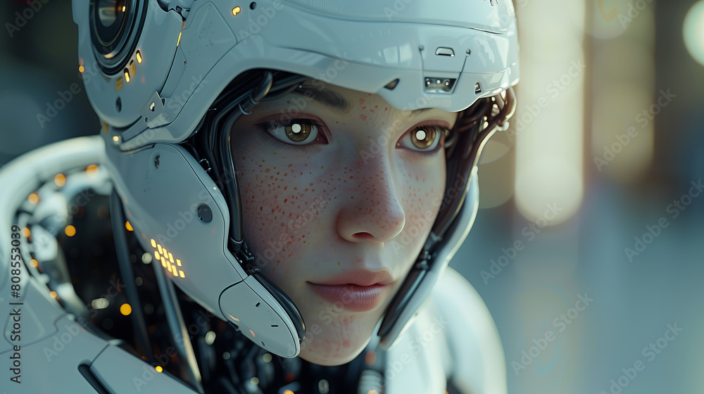 Futuristic Cyborg Beauty in High-Tech Armor Futuristic Cyborg Beauty in High-Tech Armor