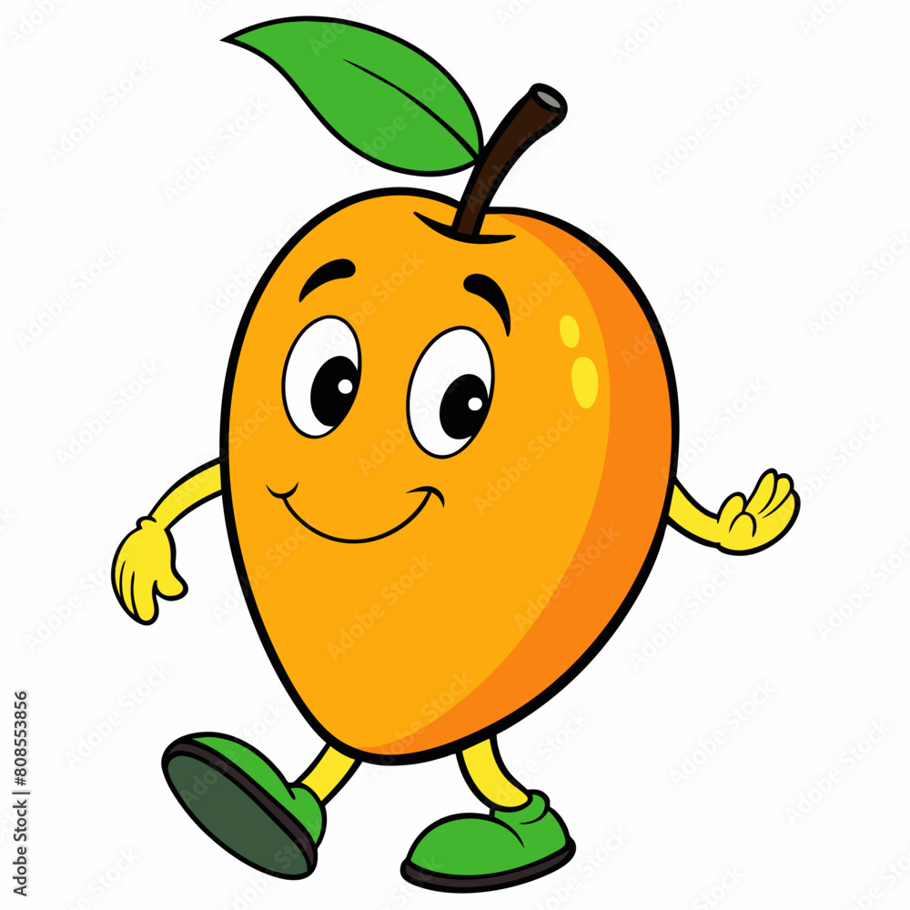 mango cartoon Vector illustration on white background, silhouette silhouette, Food, icon, svg, characters, Holiday t shirt, Hand drawn trendy Vector illustration, fruit Vector