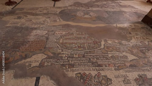 The Oldest Geographic Floor Mosaic in Madaba, Jordan. photo