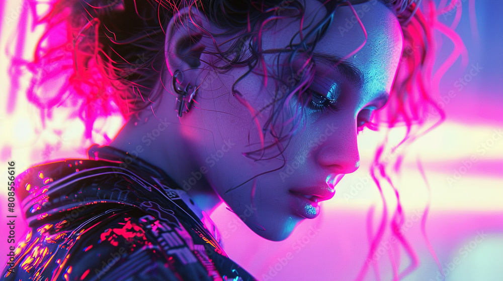 Fototapeta premium Kindness, Sublime, Cyber Fairy Grunge, Futurism, upper body shot