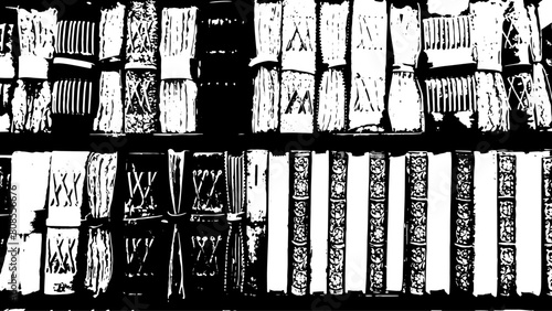 6-19. Bookcase with Old Books - Illustration
