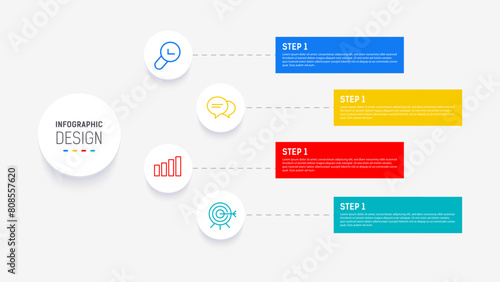 Four Step Infographic element design Vector template for presentation. process diagram and presentations step, workflow layout, banner, flow chart, info graphic vector illustration.