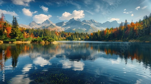 Beautiful mountains Shtrbske Pleso High Tatras, wonderful Slovakia, Europe. Famous tourist attractions photo