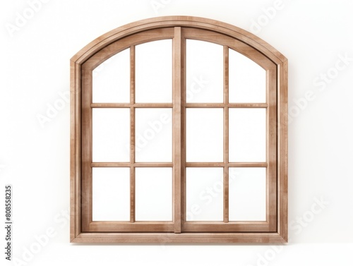 A window with a wooden frame and a white background. The window is open and the light is shining through it