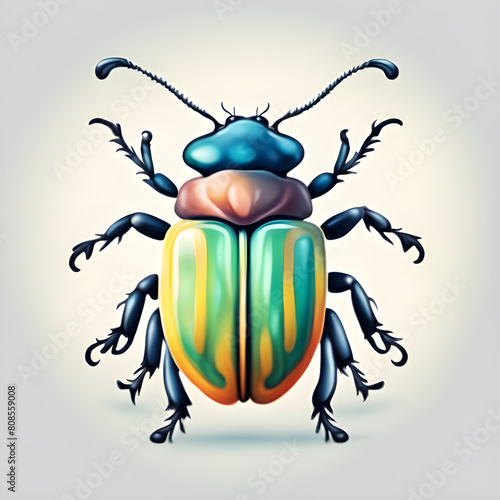 An exotic cockroach on a white, multicolored background cartoon illustration 