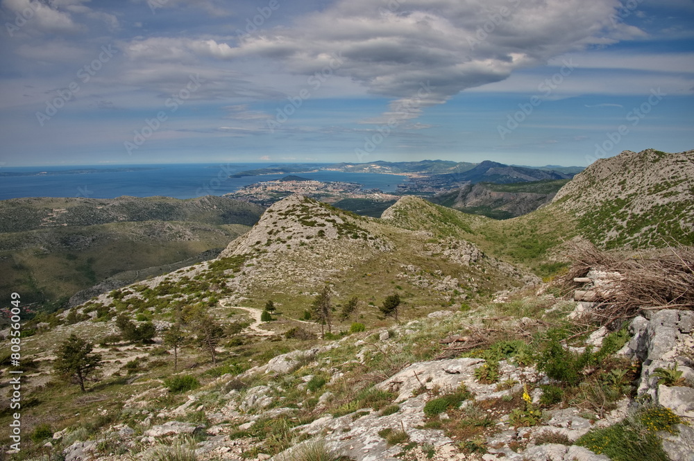 Beautiful view from the Mosor mountain in Croatia on Adriatic sea and islands Beautiful view from the Mosor mountain in Croatia on Adriatic sea and islands