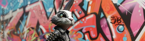 Punk Rabbit Wearing Studded...