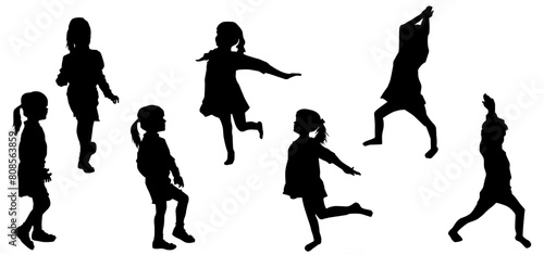 Wallpaper Mural Silhouette collection of female children in various pose Torontodigital.ca
