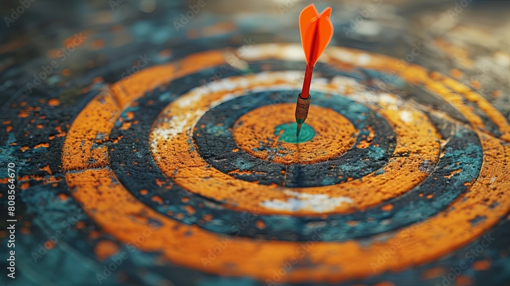 Simple arrow hitting a bullseye , success and efficiency in finance and investment - efficient performance Simple arrow hitting a bullseye , success and efficiency in finance and investment - efficient performance