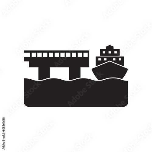 Harbor pier logo icon,design vector illustration template