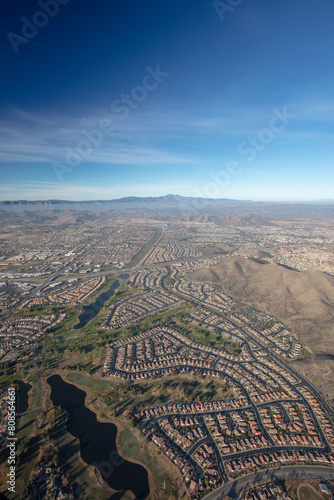 Aerial view from hot air balloon of housing tracts in Menifee California United States