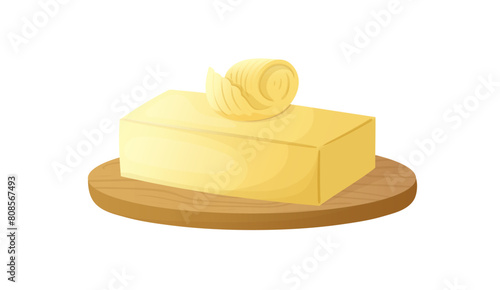 butter on a board drawn by hand in cartoon style