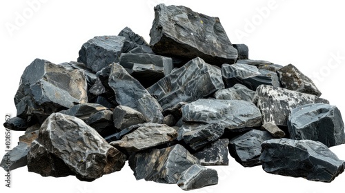 Black rocks stones pile bottom ground cutout transparent backgrounds 