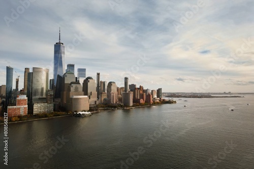 New York City skyline from Jersey over the Hudson River with the skyscrapers. Manhattan, Midtown, NYC, USA. Business district New York skyline with buildings, New York towers. New York skyline. © Volodymyr