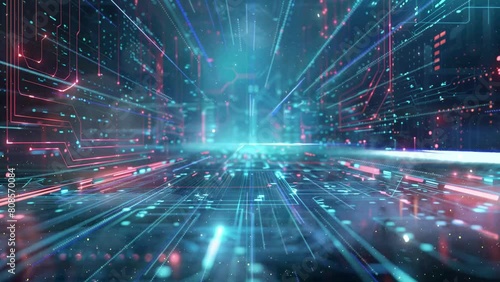 Wallpaper Mural 2d illustration abstract futuristic electronic circuit. seamless looping overlay 4k virtual video animation background Torontodigital.ca