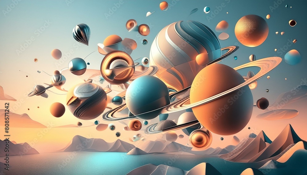 Fototapeta premium Dimensional Drift: Abstract Flight Across Design Realms