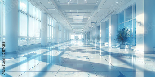 empty modern hospital corridor room, 