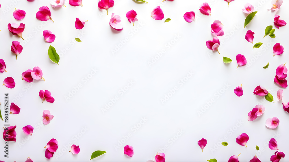 Fresh Cherry Blossom Petals and Flowers on White Background Fresh Cherry Blossom Petals and Flowers on White Background