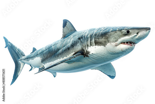 Image of great white shark  full body   no background. Created with AI