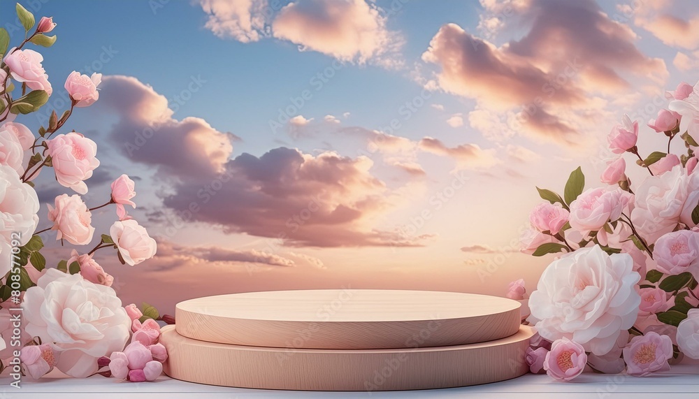 Skyward Serenity: Romantic Backdrop for Product Presentation Skyward Serenity: Romantic Backdrop for Product Presentation