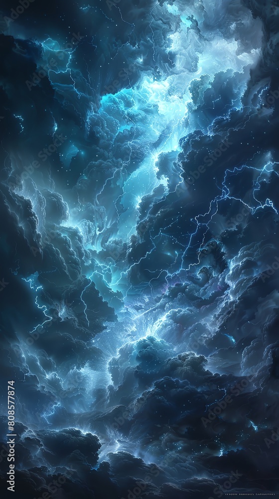 raw power and energy of a thunderstorm in a futuristic, digital artwork