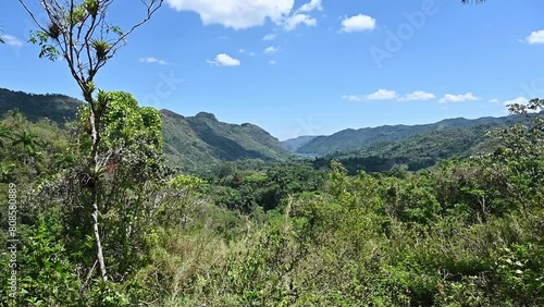 Panoramic view of the El Nicho valley, beautiful area belonging to the Topes de Collantes national Nature Reserve, Cuba.
 photo