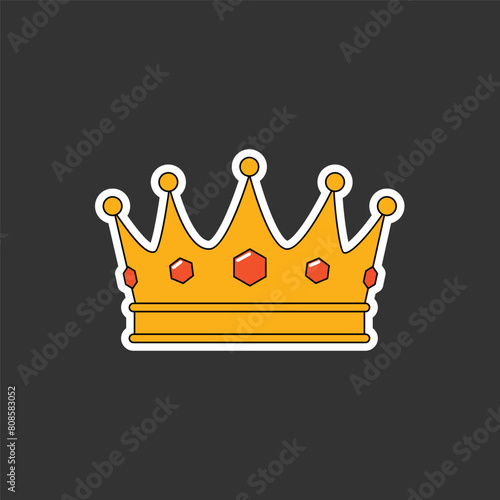 Crown vector illustration. Groovy style. Sticker photo