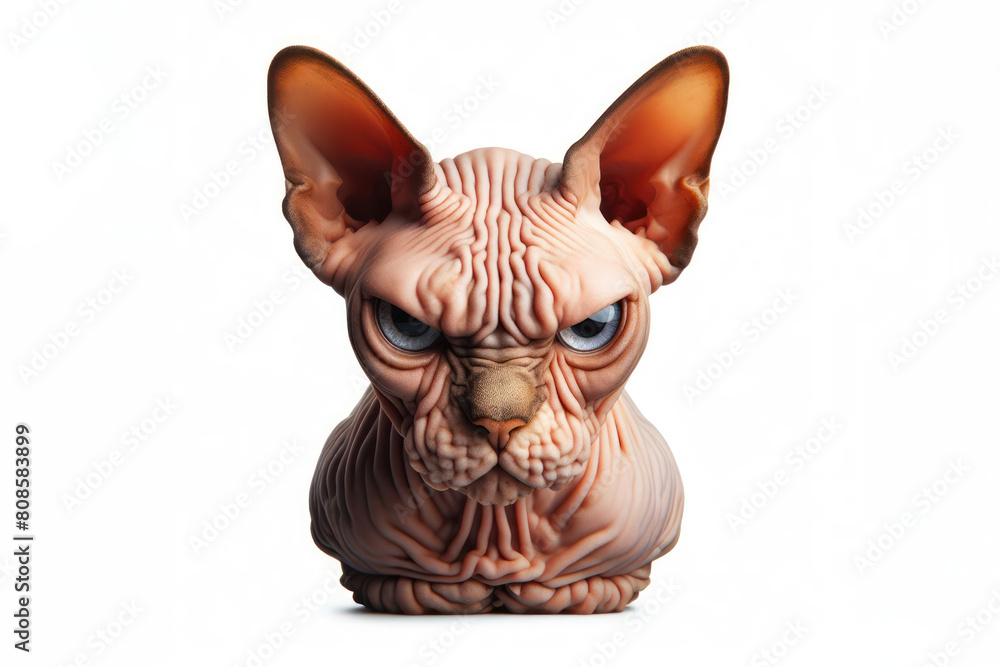 angry sphinx cat on a white background