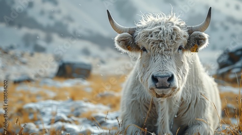 A yak portrait. Generative AI.