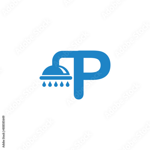 Foto Letter P Shower logo icon vector template