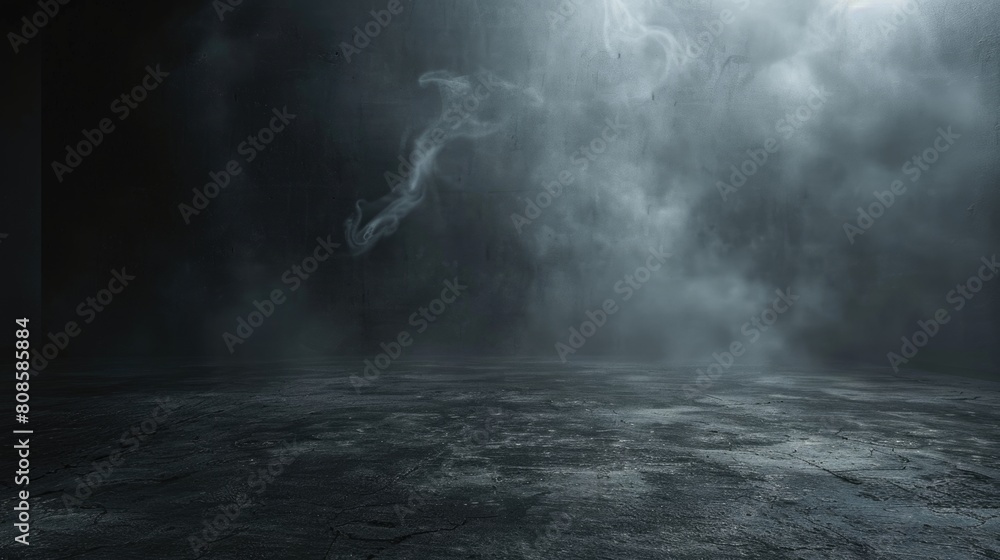 Mysterious dark room with swirling smoke. Mysterious dark room with swirling smoke.