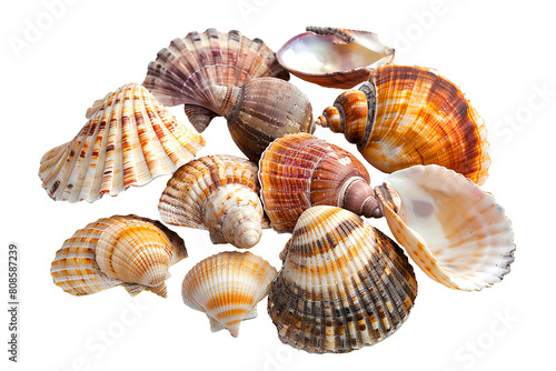shells isolated on transparent background, high resolution photography