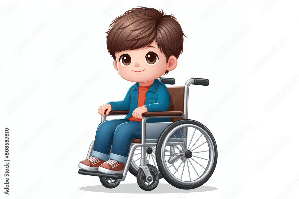 child disabled person in wheelchair isolated on white background child disabled person in wheelchair isolated on white background