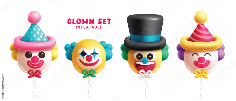 Φωτογραφία Clown birthday balloons vector set design