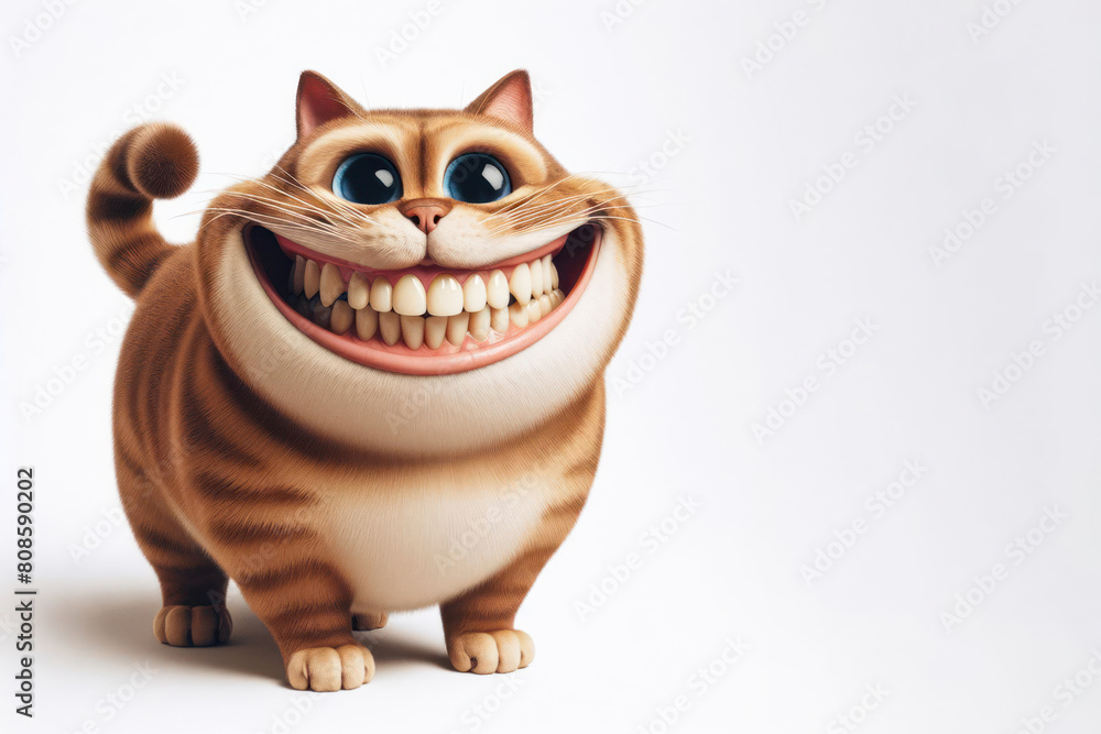 funny cat with a big smile and big teeth on a white background funny cat with a big smile and big teeth on a white background